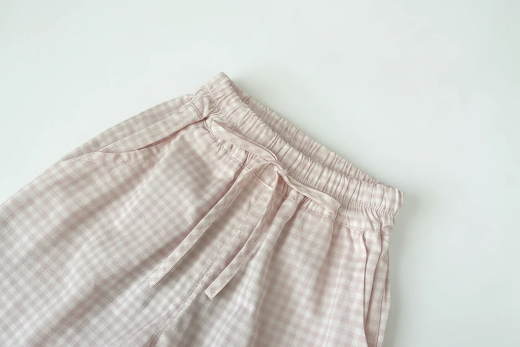 Girls' Bow Top & Plaid Pants Set - 2-Piece Summer Outfit Ages 4-6