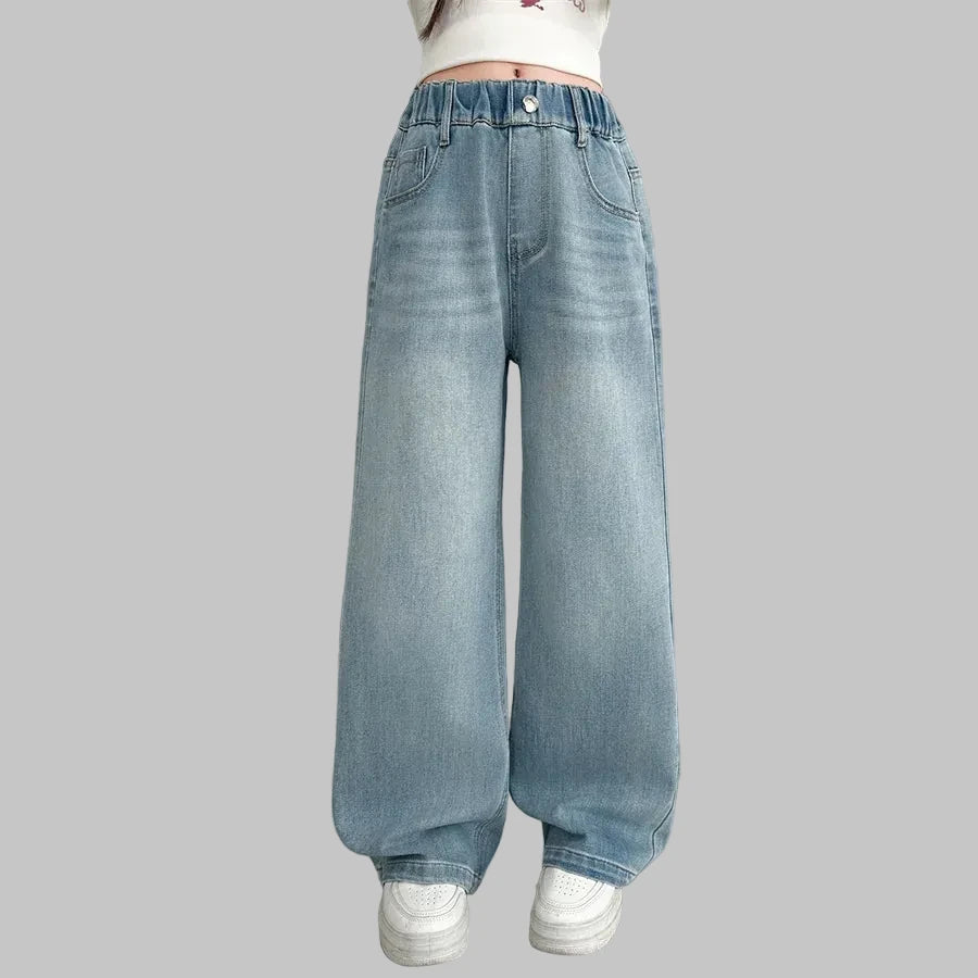Girls' Y2K Streetwear Jeans - Heart Embroidery Harajuku Denim Pants
