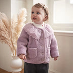Baby Girls' Faux Fur Winter Coat - Lace Collar Warm Cardigan Jacket