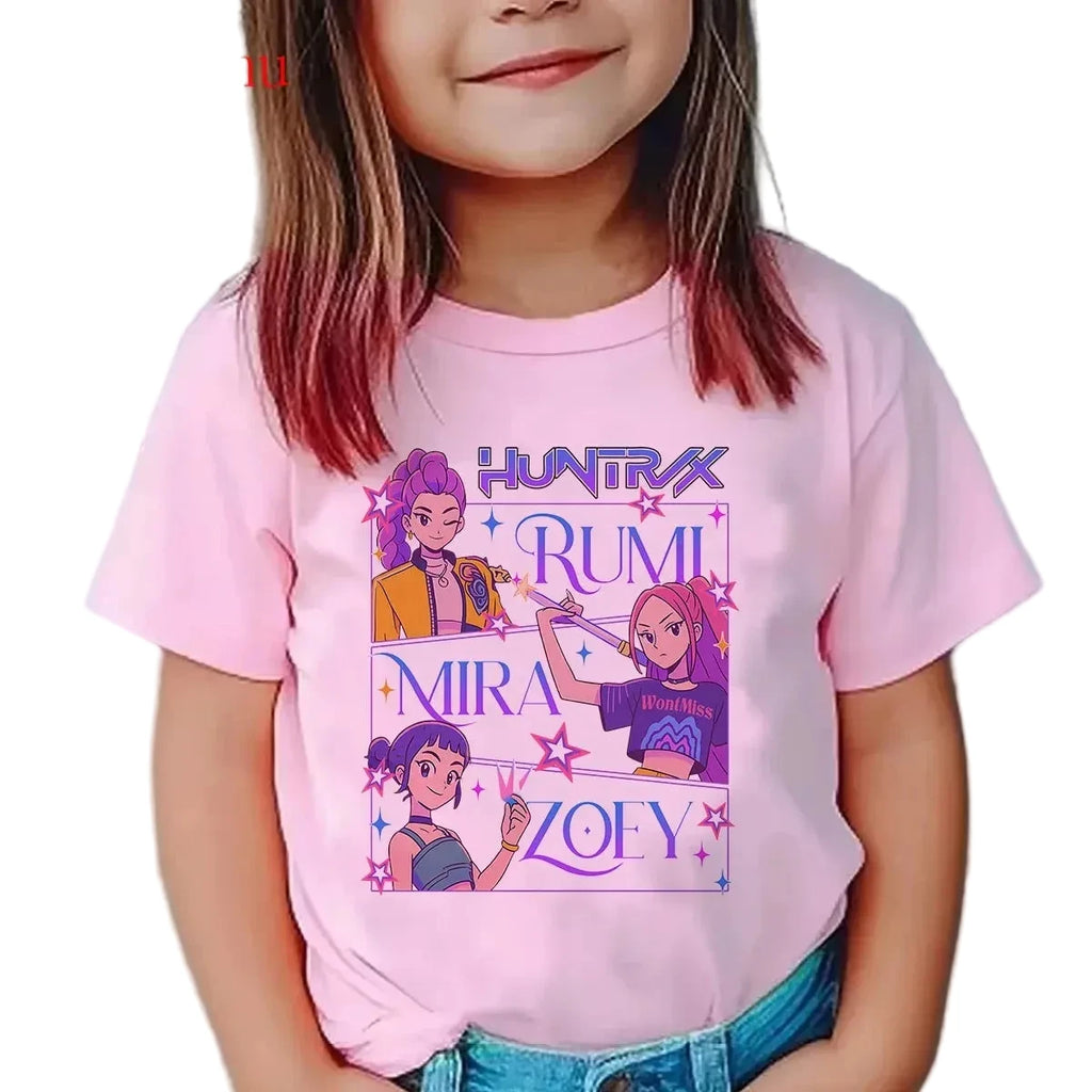 K-pop Girl Group T-Shirt - 100% Cotton Summer Tee for Kids