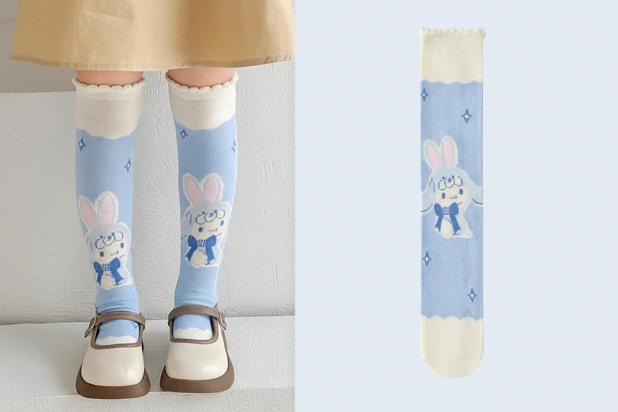 Girls Over-the-Knee Socks - Cute Cartoon Cotton Thigh High Socks