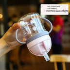 250ml Baby Drinking Cup & Feeding Bottle with Pink Straw Gravity Ball Wide Caliber Handle for Milk & Water