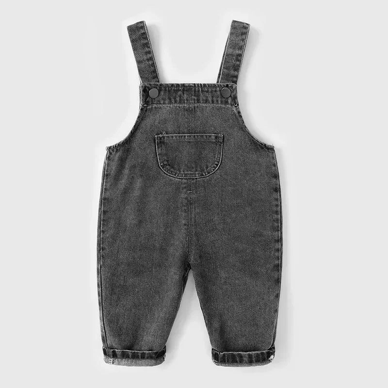 Toddler Denim Overalls - Solid Color Jumpsuit for Kids Ages 1-3