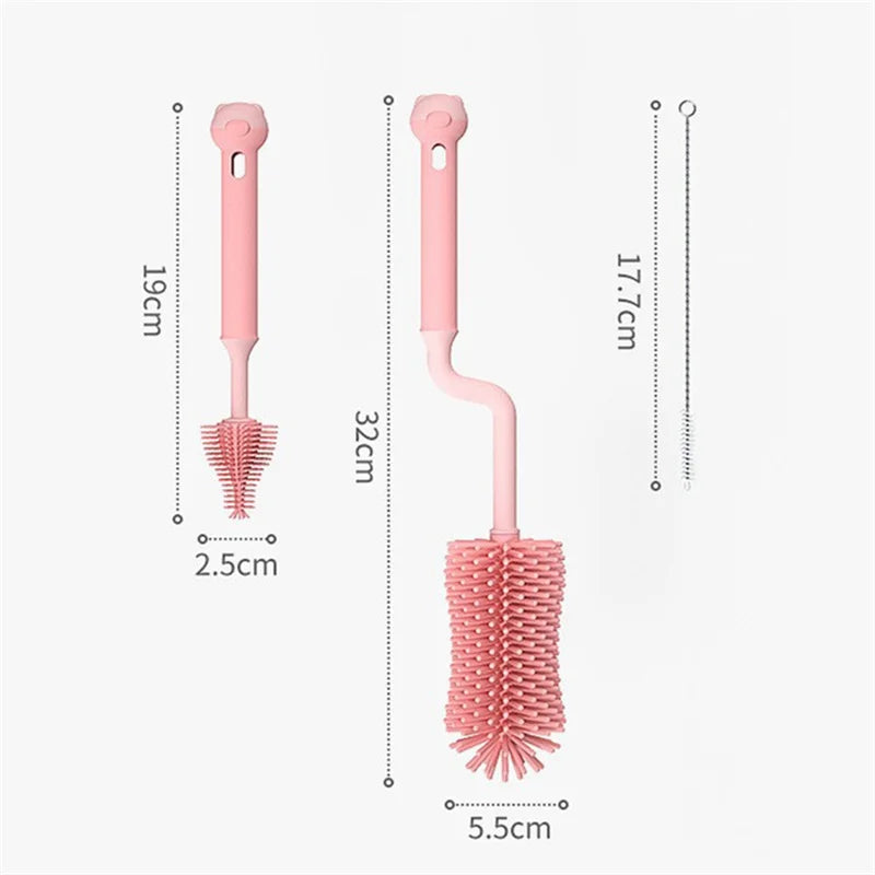 Pacifier Bottle Brush Set Safe Soft Silicone Pacifier Cup Nipple Cleaning Brushes Baby Feeding Accessories