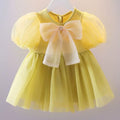 Baby Girl Mesh Dress with Bow - Short Sleeve Summer Birthday Dress