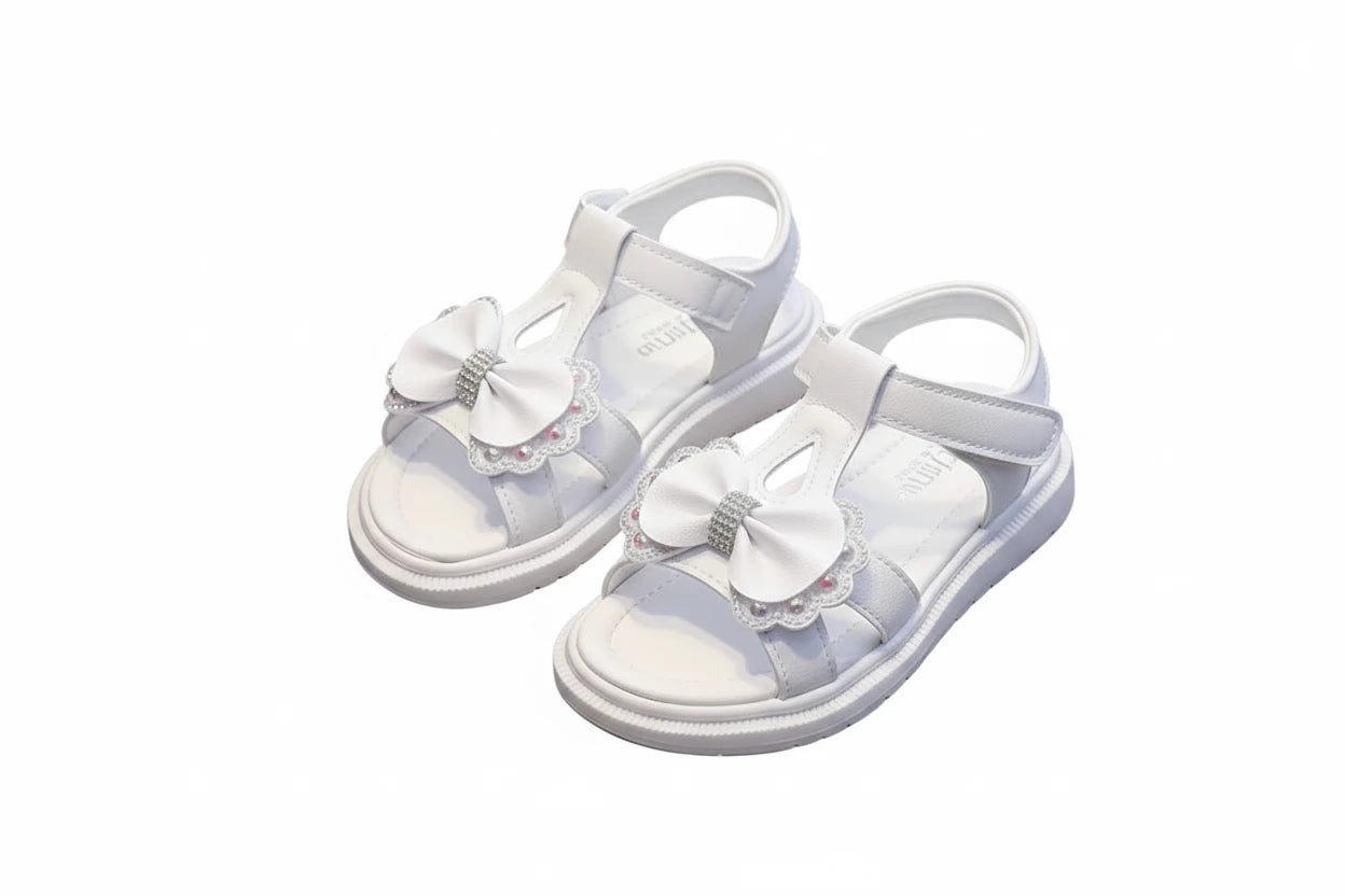 Girls' Princess Beach Sandals - Bow Diamond Soft Sole Summer Shoes