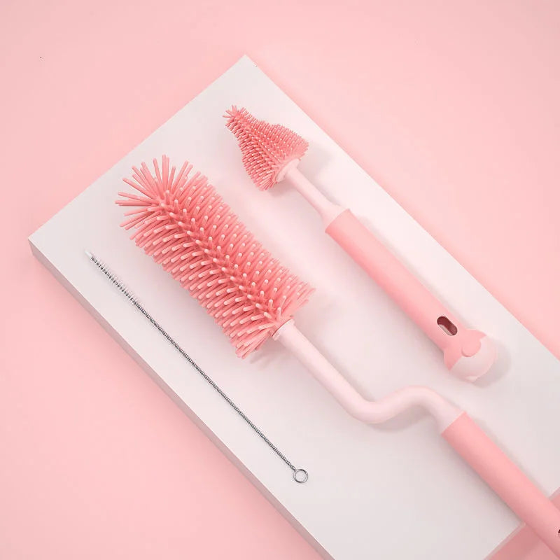 Pacifier Bottle Brush Set Safe Soft Silicone Pacifier Cup Nipple Cleaning Brushes Baby Feeding Accessories