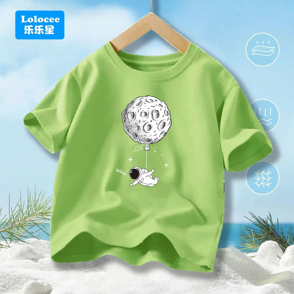 Summer Boys' T-shirt Cotton Casual Funny Astronaut - Kidnor