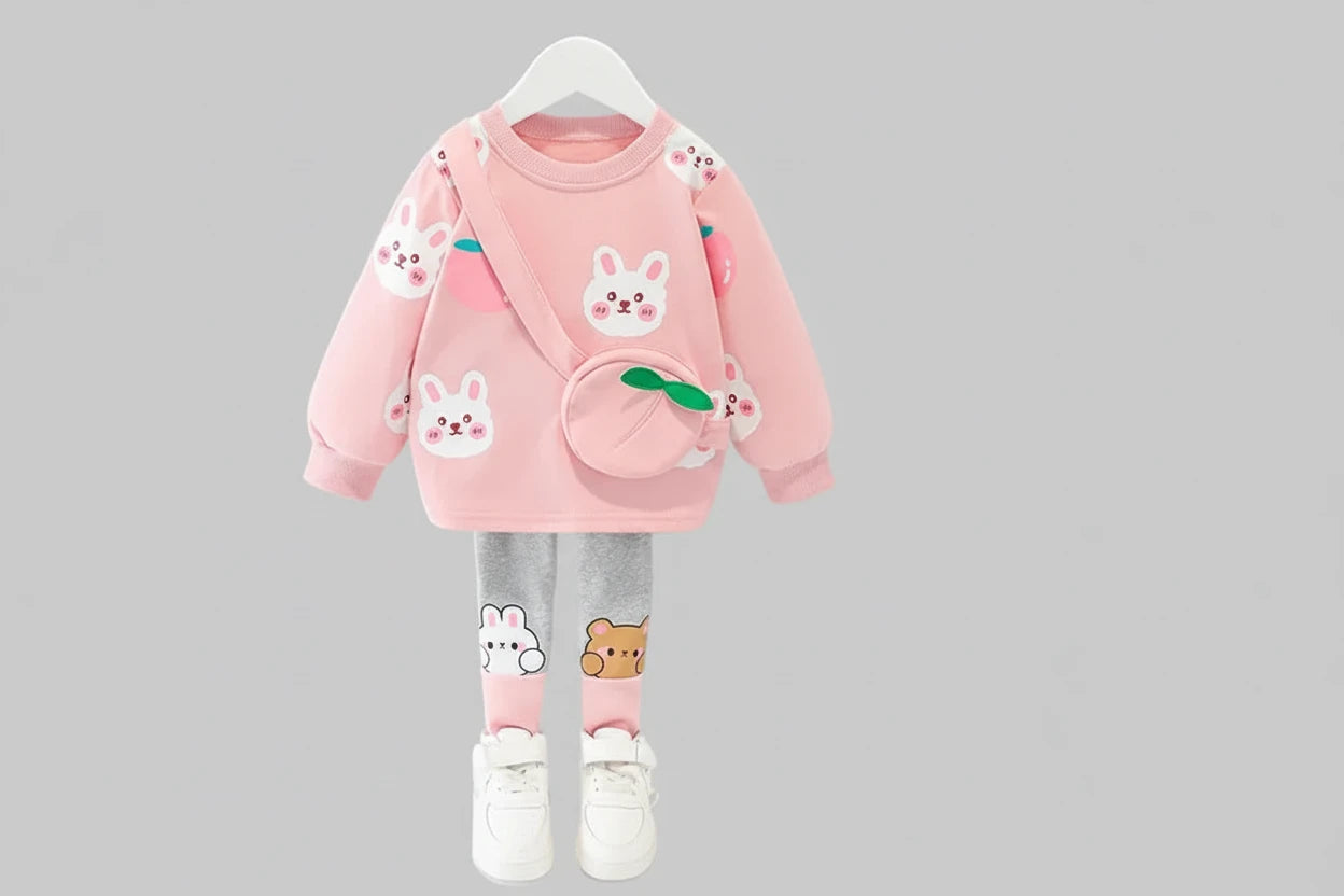 Baby Girls Rabbit T-Shirt & Pants Outfit Set - Kidnor