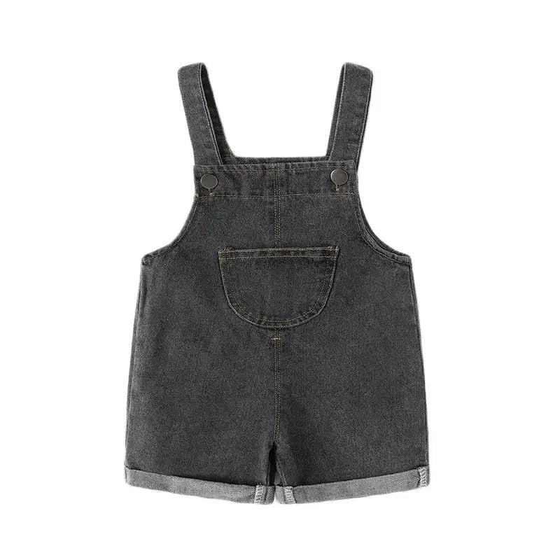 Toddler Denim Overalls - Solid Color Jumpsuit for Kids Ages 1-3