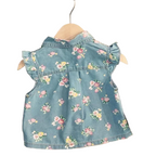 Floral Denim Top and Shorts Set - Kidnor
