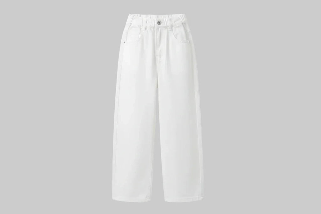 Girls White Bow Denim Jeans - Kidnor