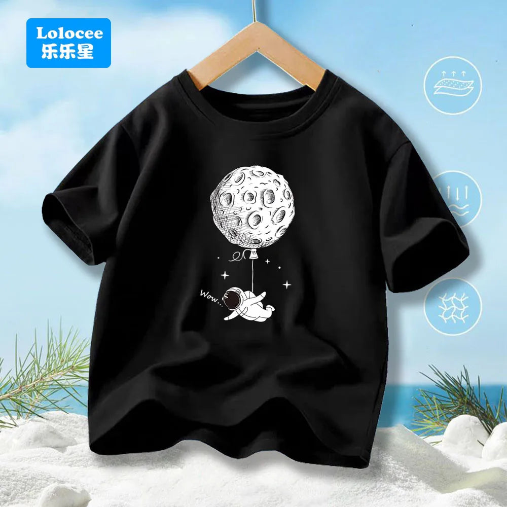 Summer Boys' T-shirt Cotton Casual Funny Astronaut - Kidnor
