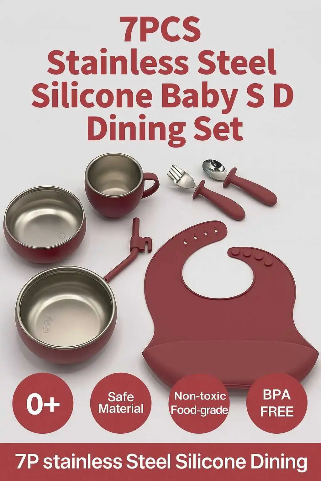 6-8-Pcs Baby Silicone Tableware Set Food-Grade Suction Bowl Plate for Toddler Feeding, Non-Toxic Complementary Food Training Kit