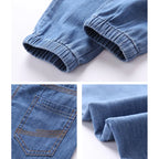 Kids Cotton Jeans - Elastic Waist Loose Fit Casual Pants for Boys & Girls