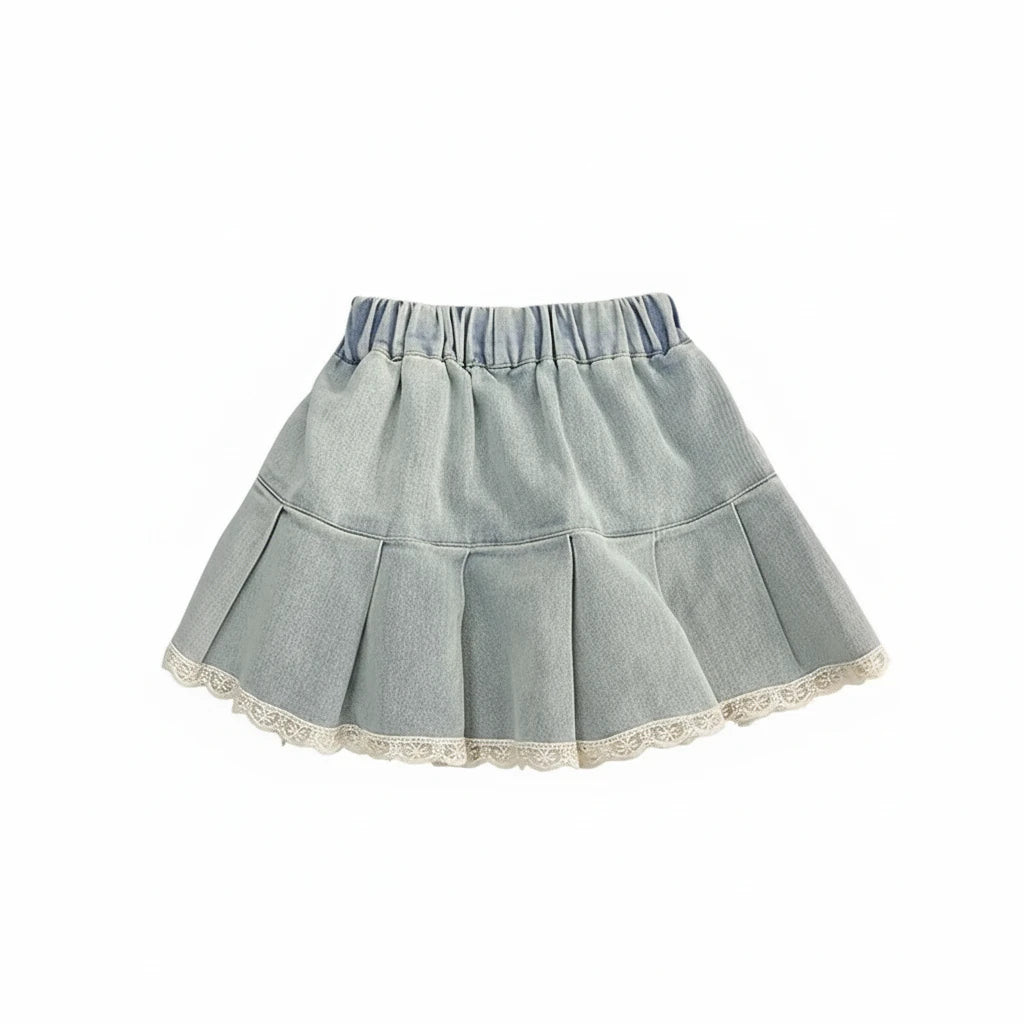 Girls Denim Bow A-Line Skirt - Kidnor