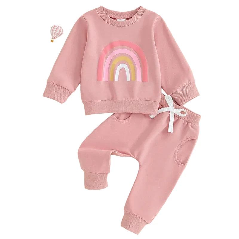 Baby Rainbow Sweater & Pants Set - Oversized Fall Winter Outfit (3M-3Y)
