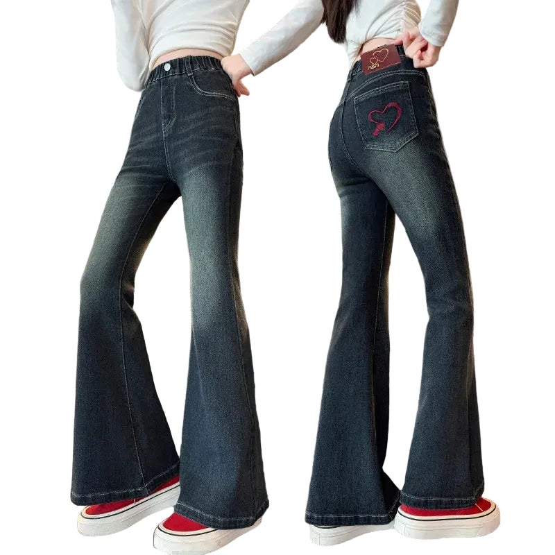 Denim Flared Pants Vintage Slimming Jeans 10-14Y