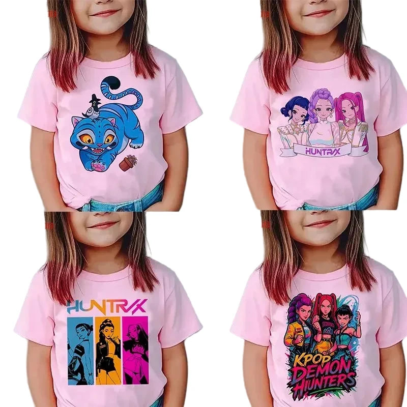K-pop Girl Group T-Shirt - 100% Cotton Summer Tee for Kids