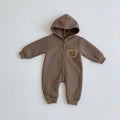 Baby Bear Hooded Romper - Warm Cotton Winter Bodysuit Ages 0-24M