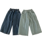 Kids Polka Dot Wide Leg Jeans - Loose Straight Pants