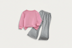 Pink Bow Hoodie and Flared Pants Set - Kidnor