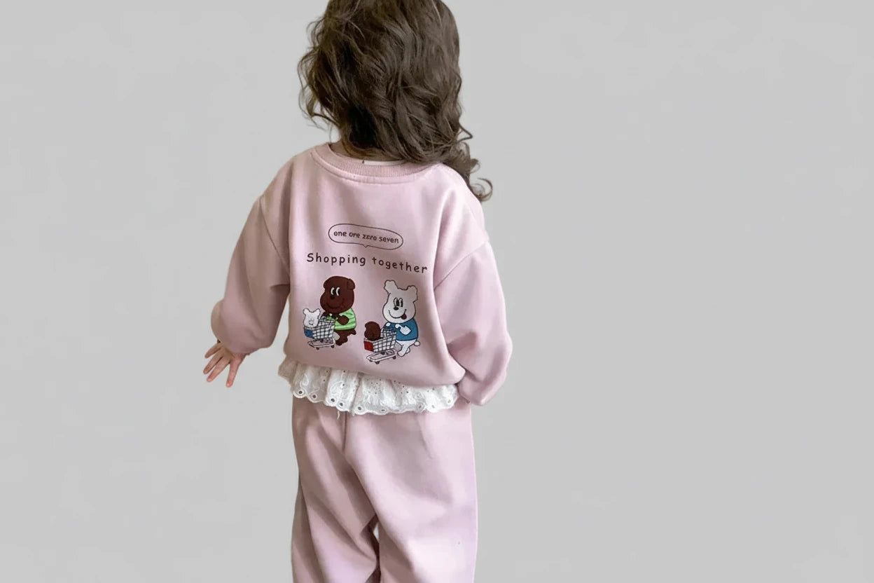 Kídnor Girls' Sporty Cartoon Knit Set, Ages 7-13 - Kidnor