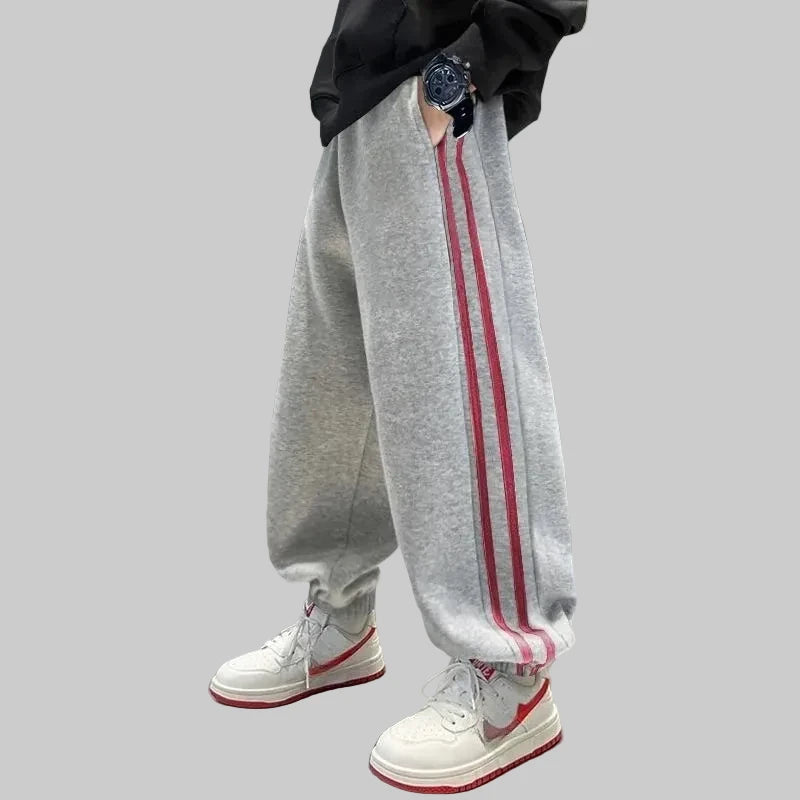 Boys Grey Cotton Sweatpants - Casual Outdoor Trousers (10-14 Years)