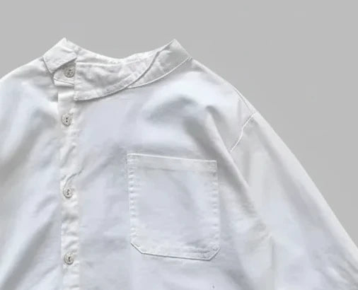 Boys Cotton Shirt Jacket - White Spring  Outwear for Kids