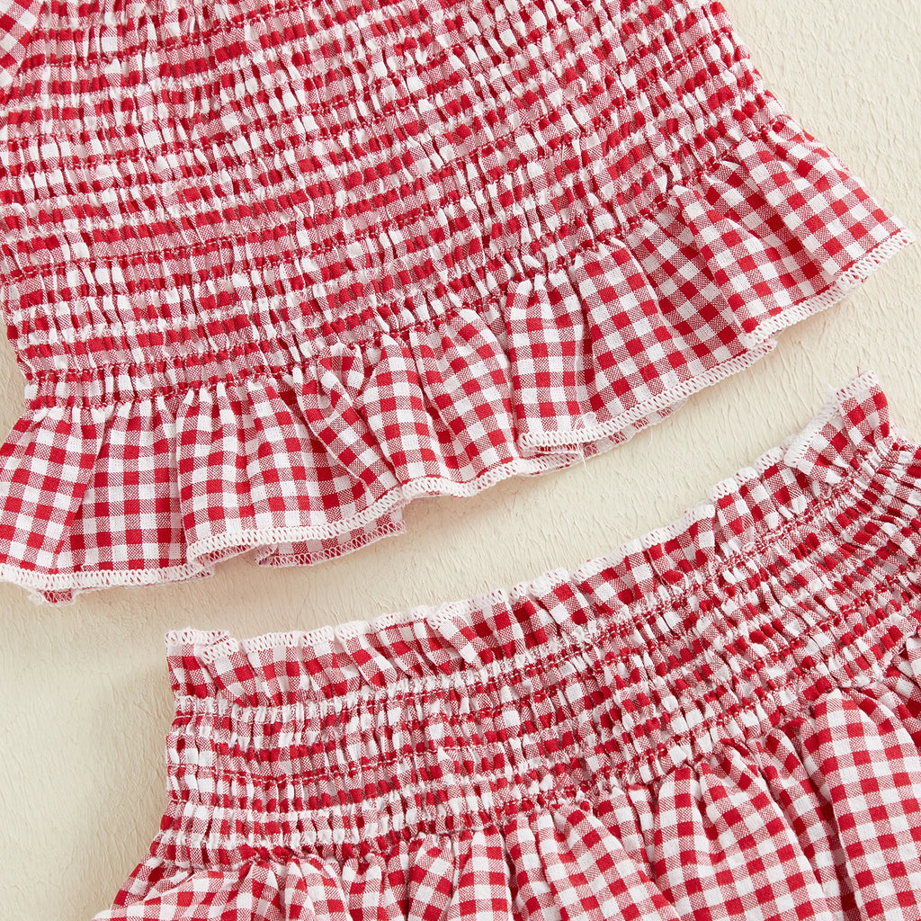 Girls' Plaid Ruffled Top & Skirt Set - 2-Piece Outfit Ages 1-5