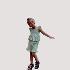 Bow Print Square Neck Top and Shorts Set - Kidnor