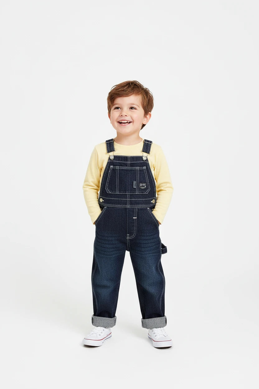 Boys Denim Jumpsuit - Kids Dungarees Overalls with Suspenders