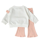 Baby Girl Bowknot Outfit Set - 2-Piece Top & Pants Ages 1-3