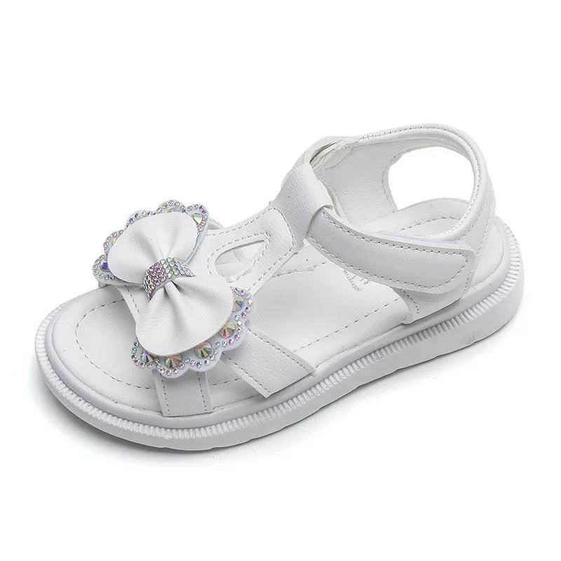 Girls' Princess Beach Sandals - Bow Diamond Soft Sole Summer Shoes