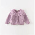 Baby Girls' Faux Fur Winter Coat - Lace Collar Warm Cardigan Jacket