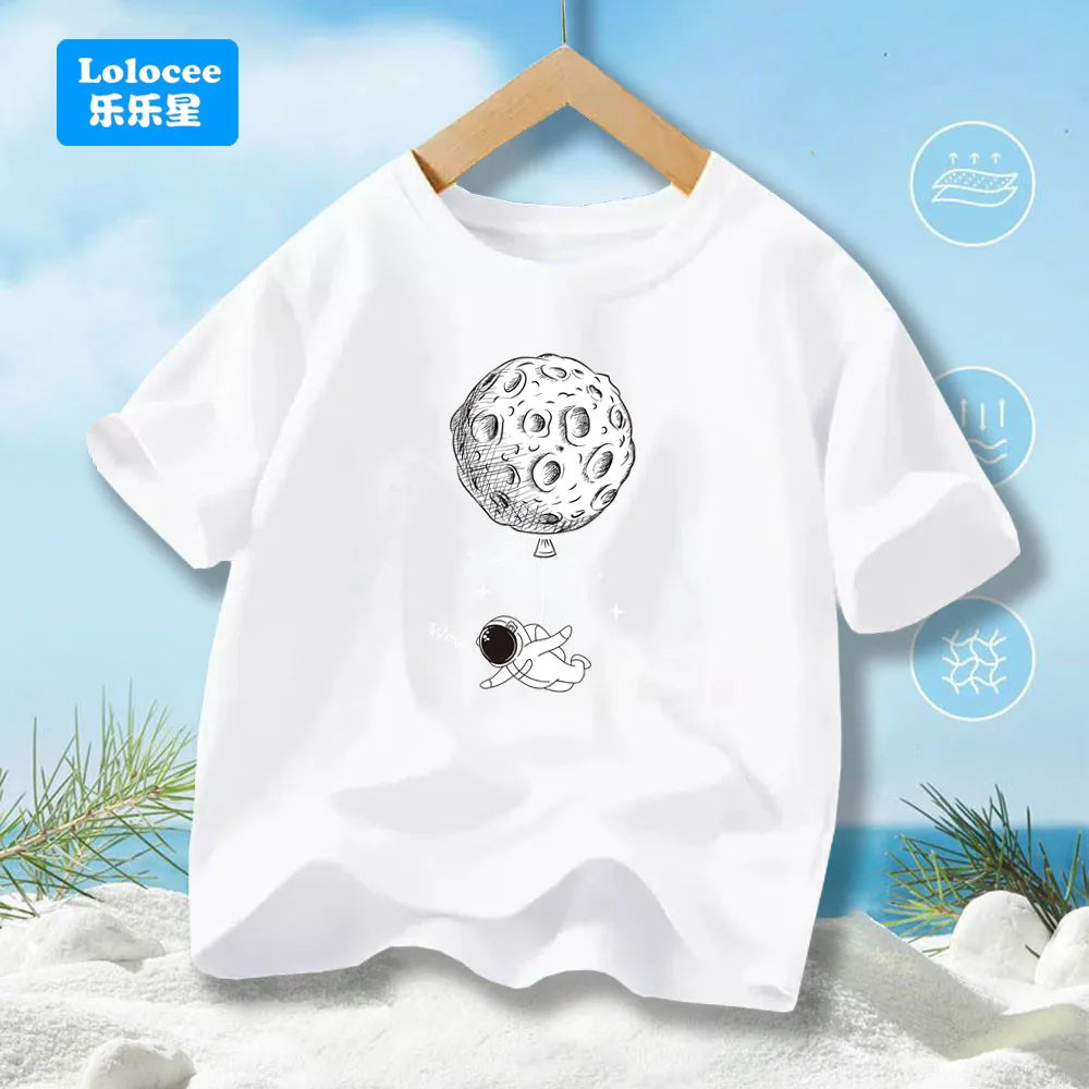 Summer Boys' T-shirt Cotton Casual Funny Astronaut - Kidnor