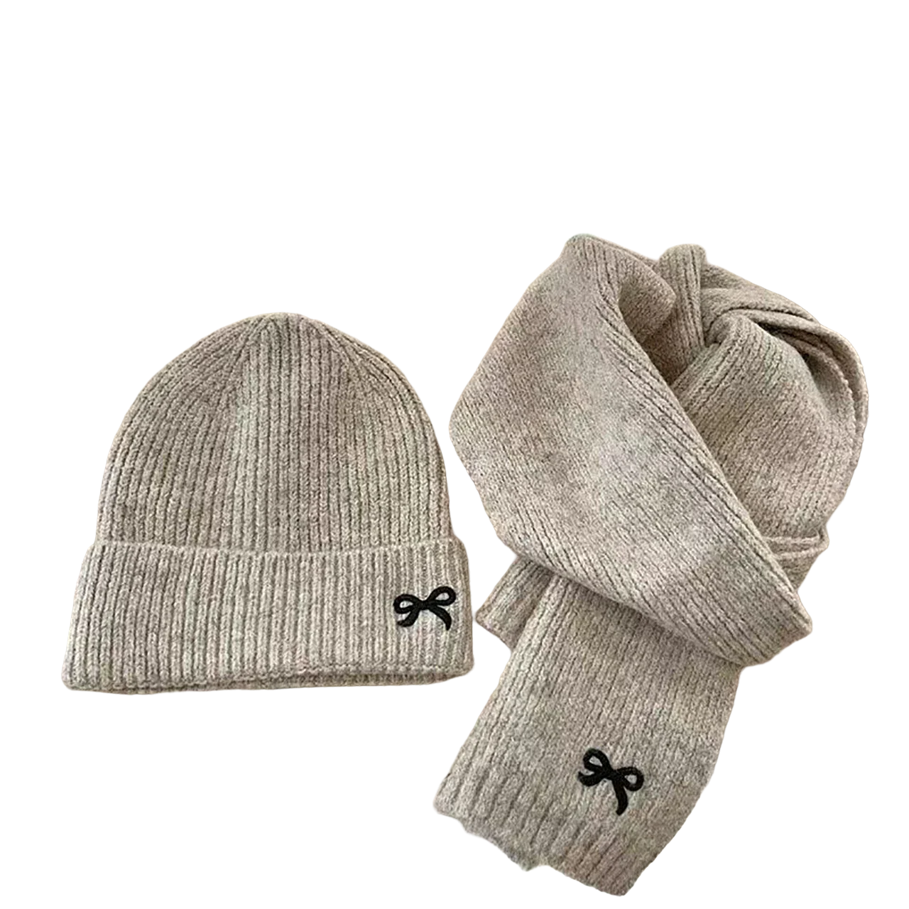 2Pcs Children Hat and Scarf Set Embroidered Bow - Kidnor