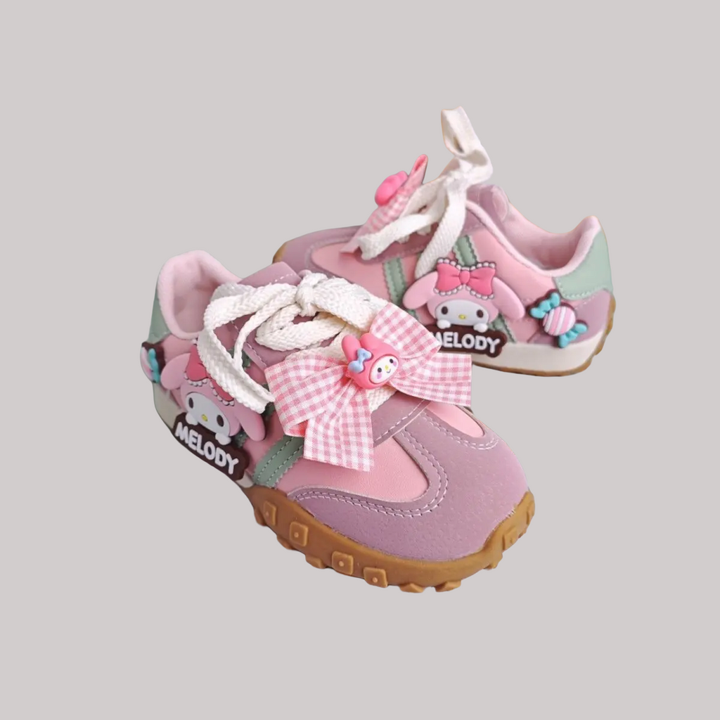 Girls Melody Cartoon Shoes - Pink Bow Sneakers 26-37 - Kidnor