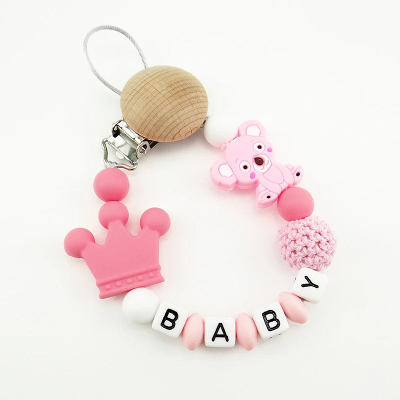 New Handmade Free Personalized Name Pacifier Clips Cute Pacifier Chains Holder Chupetero Personalizado Silicona Baby Shower Gift