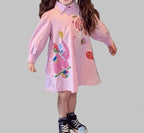 Girls Cartoon Shirt with Back Bow -Fashion Spring dress