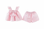 Baby Girl Dot Print Top & Shorts Set - Summer Beach Outfit with Bow (0-3Y)