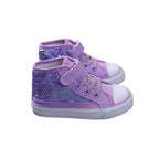 Girls Purple Holographic Princess Canvas Shoes - Adjustable Strap (3-12Y)