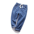 Kids Cotton Jeans - Elastic Waist Loose Fit Casual Pants for Boys & Girls