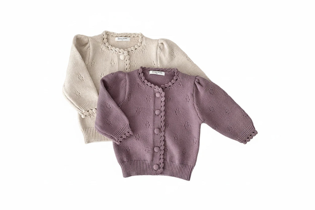 Girls' Knitted Cardigan - Princess Crochet Sweater