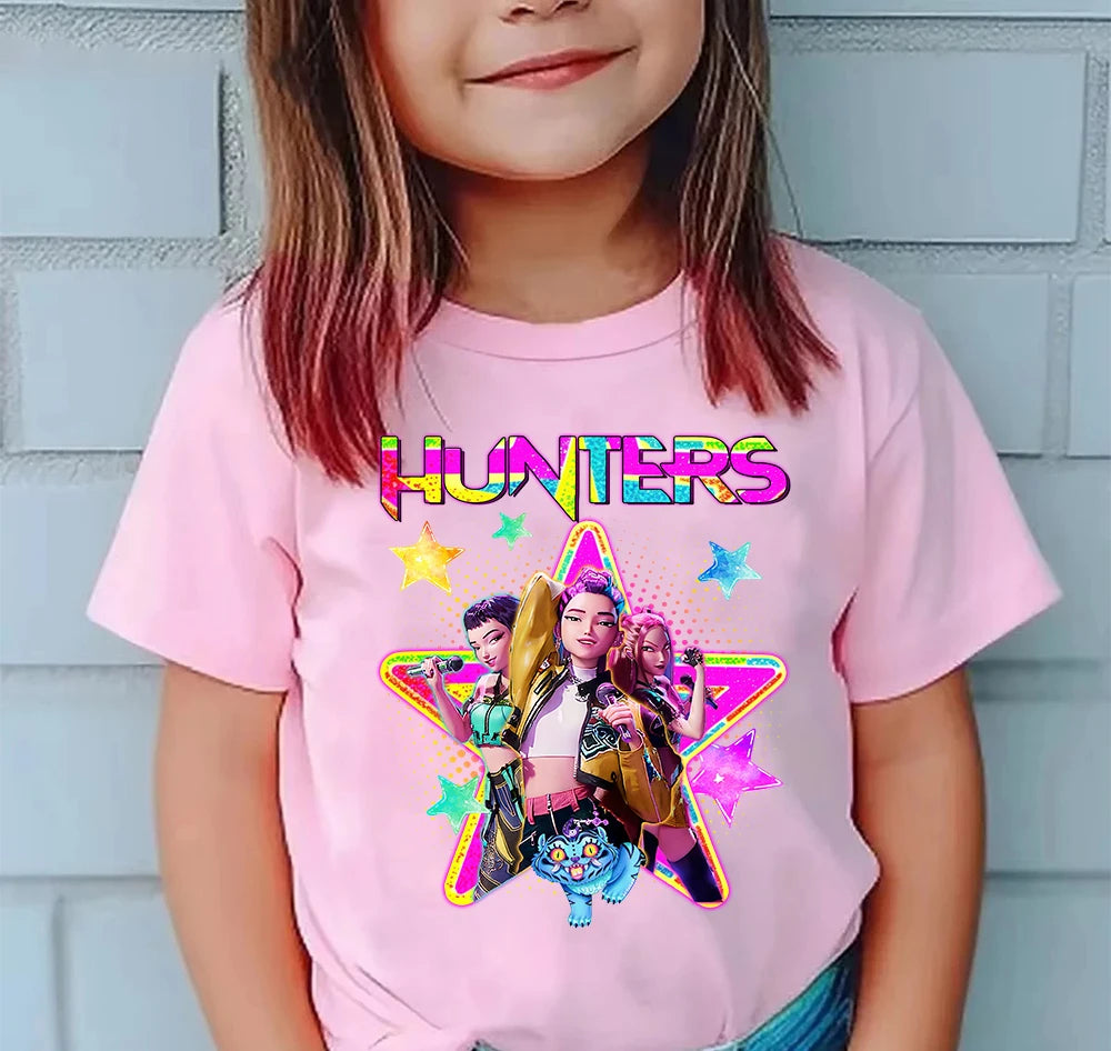 K-pop Girl Group T-Shirt - 100% Cotton Summer Tee for Kids