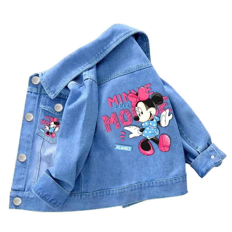 Girls' Minnie Mouse Denim Jacket - Disney Character Coat Ages 2-7