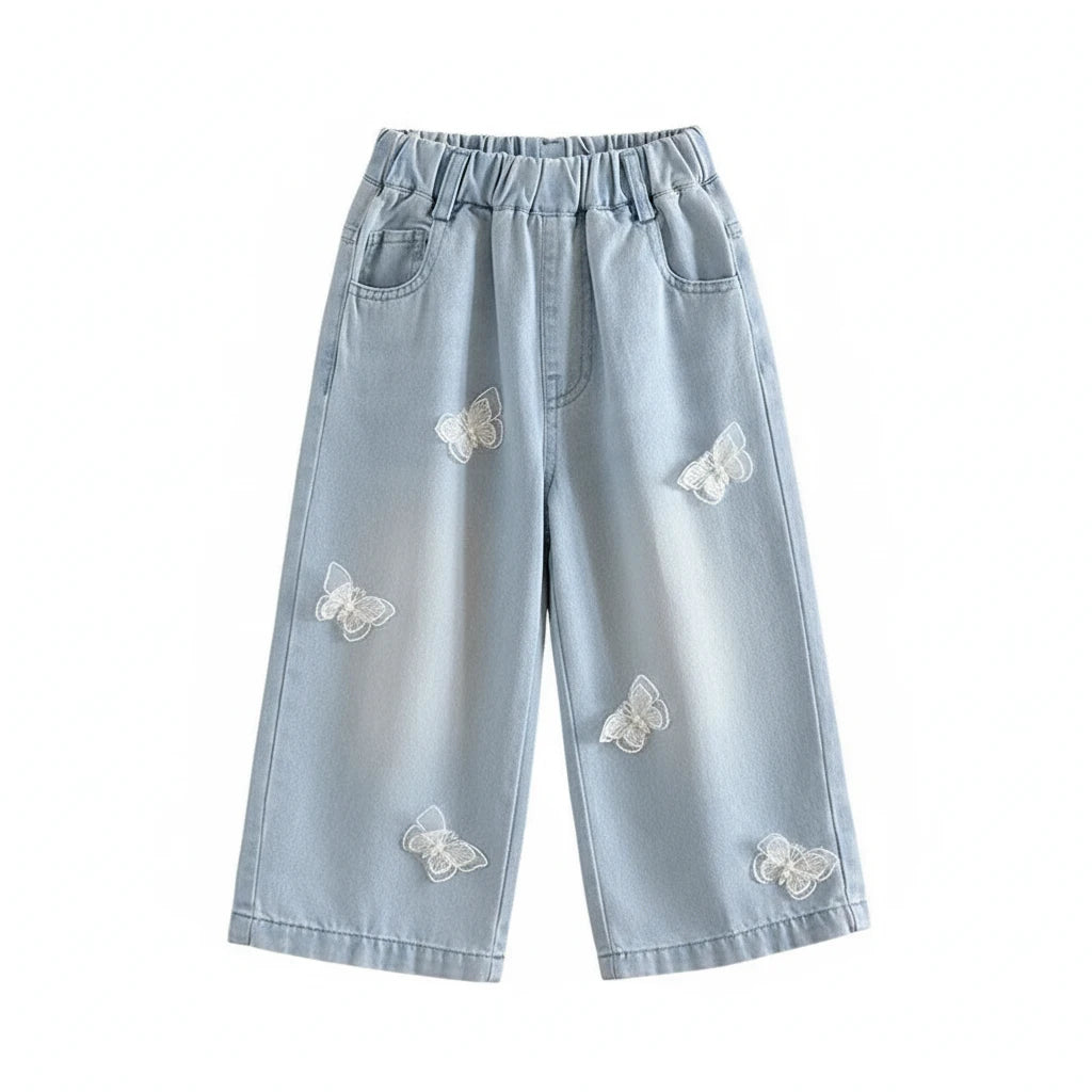 3D Butterfly Denim Pants 2-7Y - Kidnor