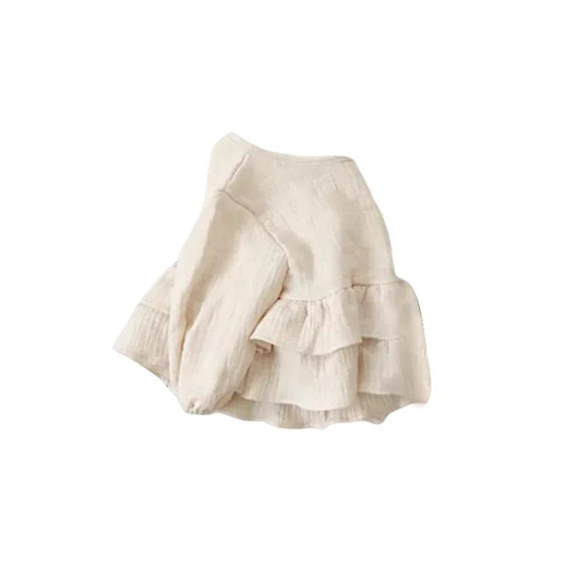 Ruffled Long-Sleeve Cotton Blouse - Kidnor