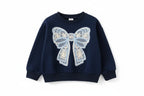 Girls Bow Sweatshirt - Long-Sleeved Pullover - Kidnor