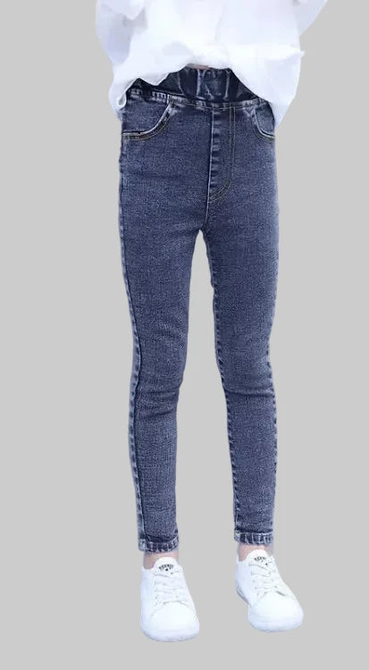 Girls Straight Jeans - Fashion Pencil Pants for Kids (5-14 Years)